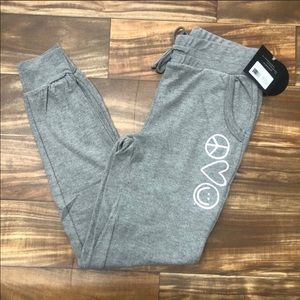 Peace Love World Emoji Joggers